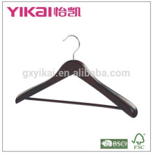 2015Beautiful coat wooden hanger with round bar and wide shoulder in antique